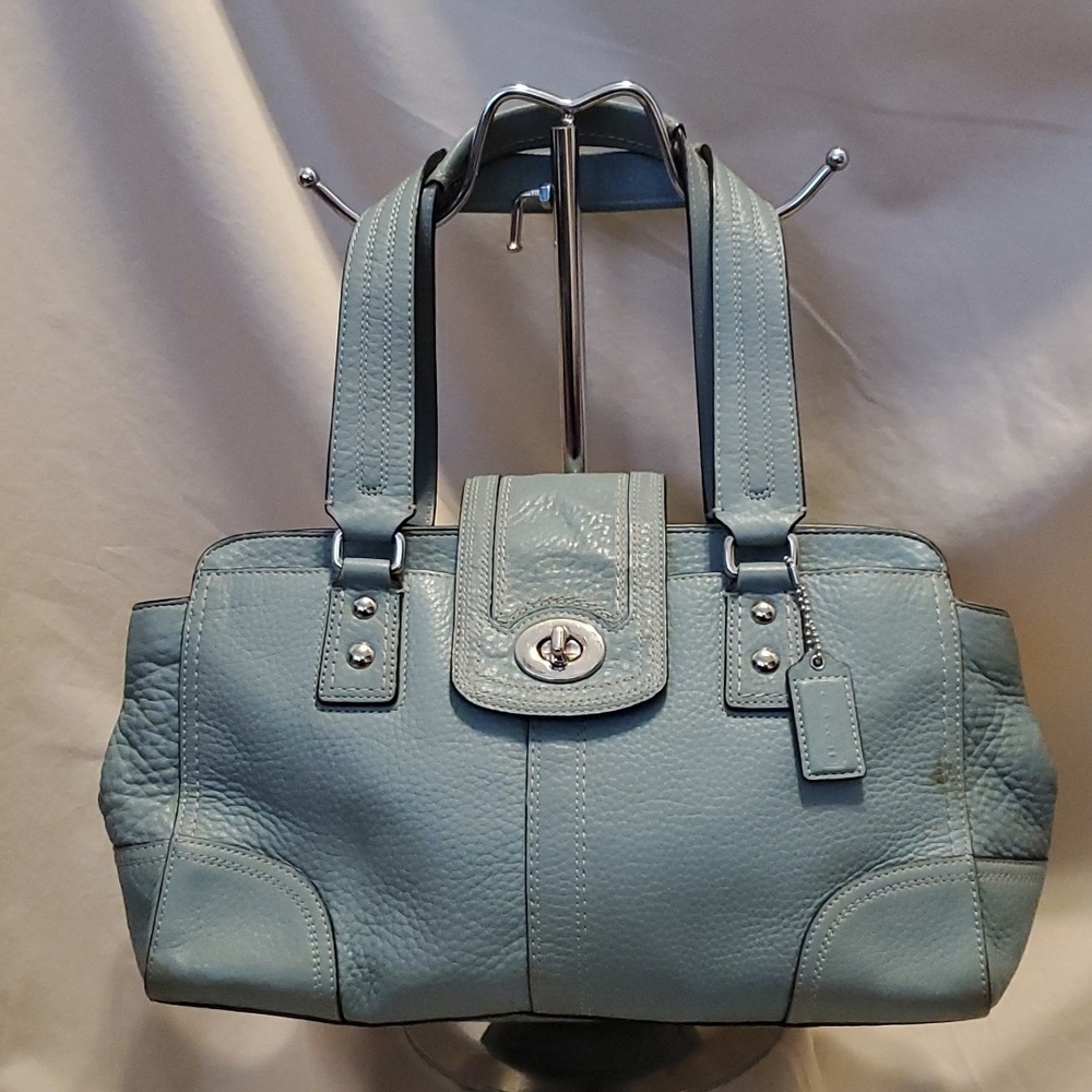 Coach Hampton Pebble Leather Satchel Double Shoulder Handles F13961